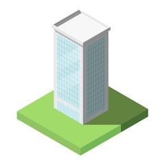 Vector Isometric of Modern Office Tall Building for Icon, Infographic design.