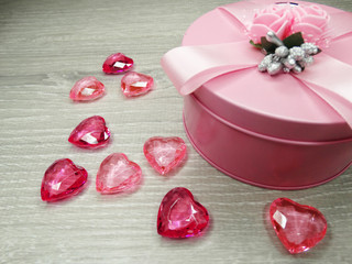 valentine's day composition of gift boxes and hearts