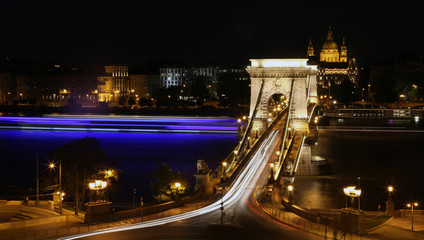 Chain bridge at night      