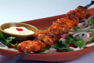Georgian Food - Shashlik with Grouper Fish Kebab