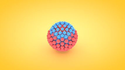 Isometric sphere atom array illustration, 3D rendering