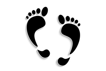Feet, prints foots on a white background
