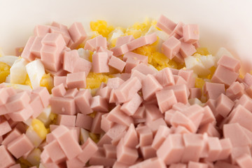 Cut sausage with egg