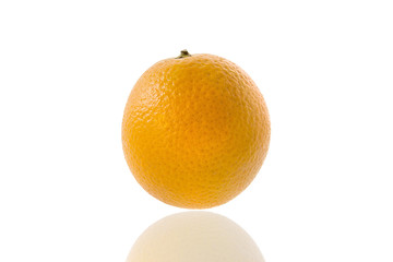 Fresh orange isolate with reflection on white background