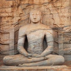 Sri Lanka, Polonnaruwa - Gal Vihara Buddhist statue carved fron natural rock