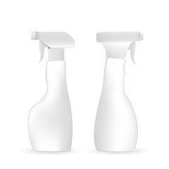 Realistic white plastic bottle gun sprayer. Vector illustration