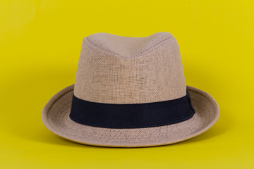 Straw Hat on yellow background