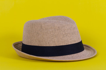 Straw Hat on yellow background