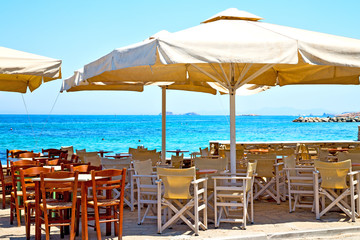 table in santorini europe greece old restaurant chair and the summer