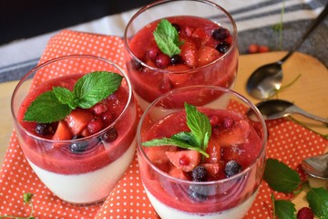 Panna Cotta mit Erdbeeren 
