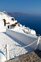 in vacation    europe cyclades santorini old town white and the sky