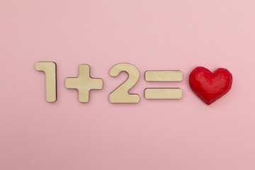 The Mathematics of Love. One plus two equals the heart.