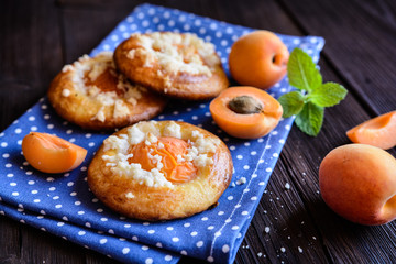Baked apricot pies topped with streusel © noirchocolate
