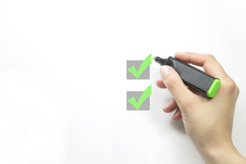 Hand choosing one of three options 