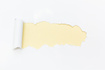 Yellow hole in white paper. Empty space for text.