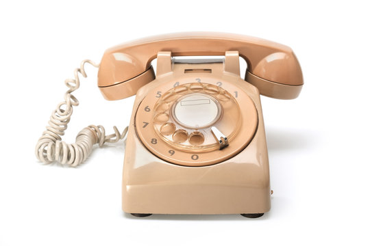 Retro phone / Retro phone, vintage telephone on white Background.
