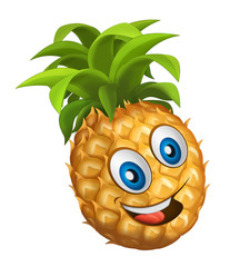 cartoon vegetable smiling and looking pineapple / illustration for children