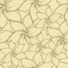 Simple seamless summer background with exotic flowers, vector illustration.