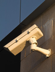 Surveillance camera on exterior facade