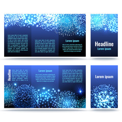 Set of flyers. Templates for flyer, brochure, banner, card, presentation or poster. Fireworks blue vector backgrounds. 
