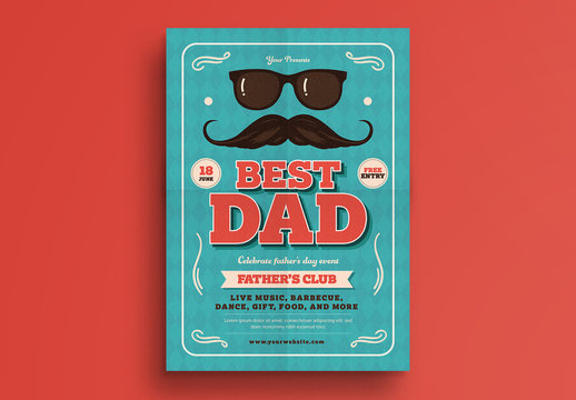 Sunglasses and Mustache Father's Day Event Poster Layout 