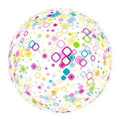White 3d ball with geometric pattern.