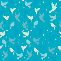 Birds and flowers seamless pattern. Spring birds seamless pattern colorful texture 