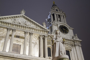 St Paul’s Cathedral, the City in London, England at Night	