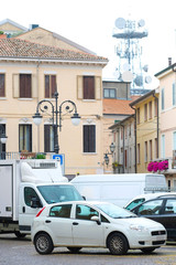 Fototapeta na wymiar Adria, Italy, June, 7, 2017: cars on a parking in Adria, Italy,
