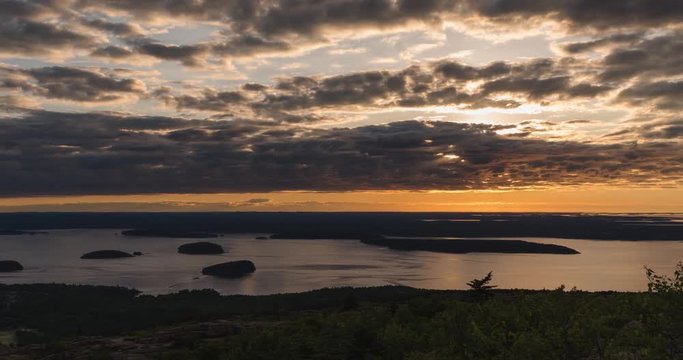 Sunrise over clouds on Cadillac Mountain, Acadia National Park