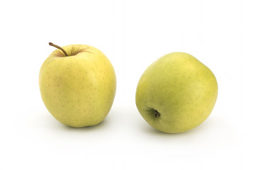 Green apples on a white background