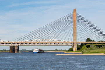 Martinus Nijhoff Bridge and river Waal near Zaltbommel, Netherlands