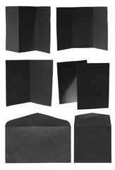 blank folded black paper on white background