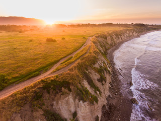 Ellwood Mesa Coastal Trail runs along the ocean bluffs, Ellwood Mesa, Goleta, California