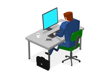 Businessman working on computer