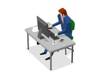 Businessman working on computer