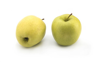 Green apple golden on white background