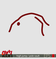 High jump or pole vault icon from the 'Sports' series. Modern, playful and dynamic vector design on separated background.