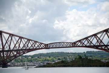 The Forth Bridge and the Inchgarvie Fort, Firth of Forth, Scotla