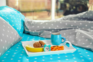 Delicious breakfast in bed