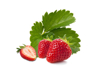 fresh strawberries isolated on white