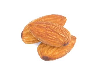 close up shot of almond on white background