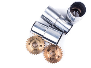 vintage single brass metal gear and lens equipment