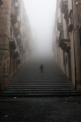 Italy Sicily  Caltagirone - Typical alley -  on the island of Sicily, southern Italy, The city is a production center of pottery, particularly maiolica and terra-cotta wares.