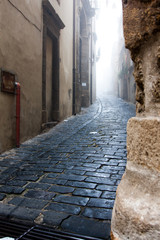Italy Sicily  Caltagirone - Typical alley -  on the island of Sicily, southern Italy, The city is a production center of pottery, particularly maiolica and terra-cotta wares.
