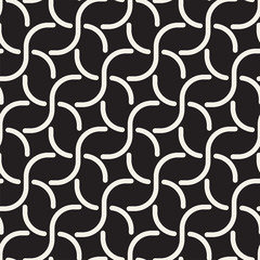 Seamless black and white cross lattice pattern. Abstract geometric tiling mosaic. Stylish background design