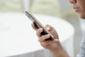 women typing smartphone close  up