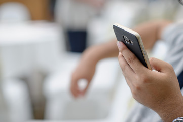 women typing smartphone close  up