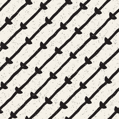 Naklejka premium Hand drawn style ethnic seamless pattern. Abstract geometric tiling background in black and white. Vector freehand doodle texture.