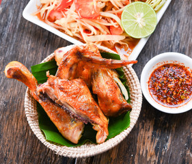 crispy grilled chicken and thai sakad